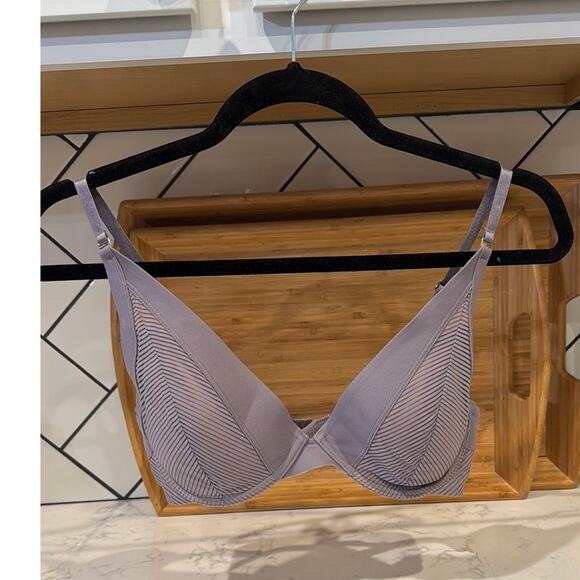 THIRDLOVE - 24/7 SHADOW STRIPE PLUNGE BRA size 34C 1/2 purple - Picture 1 of 6